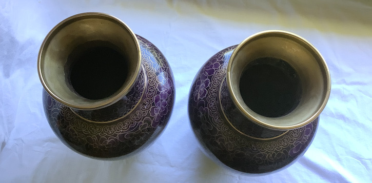 Pair large Chinese cloisonne vases